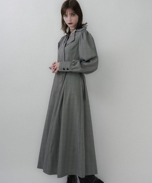 HARE(ハレ)の「アウターライクチェックワンピース(HARE)(ワンピース・レディース・ライトグレー/チャコールグレー・FREE)」の5枚目の写真