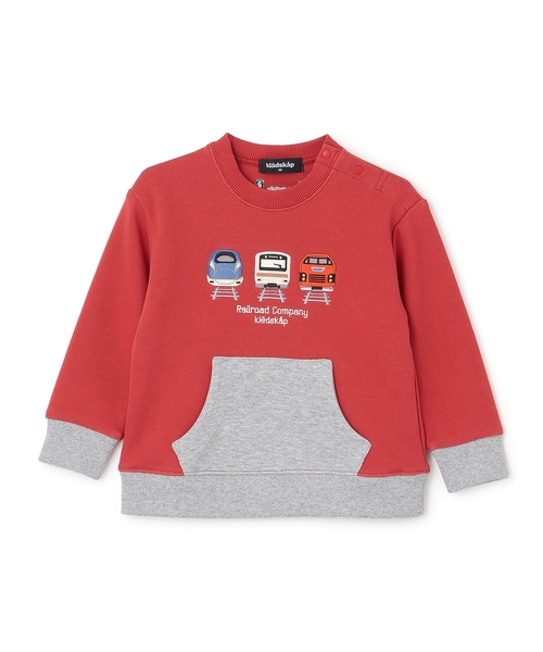 kladskap(クレードスコープ)の「正面電車配色トレーナー(スウェット・キッズ・レッド/ネイビー・90cm/80cm/100cm/110cm/130cm/120cm)」の2枚目の写真