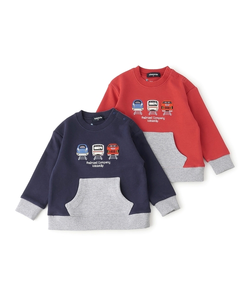 kladskap(クレードスコープ)の「正面電車配色トレーナー(スウェット・キッズ・レッド/ネイビー・90cm/80cm/100cm/110cm/130cm/120cm)」の8枚目の写真