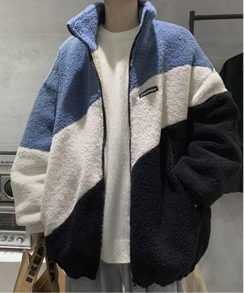 link lot(リンクロット)の「ボアフリースカラーブロック切り替えジャケット(ブルゾン・メンズ・ベージュ/ブルー・M)」の22枚目の写真