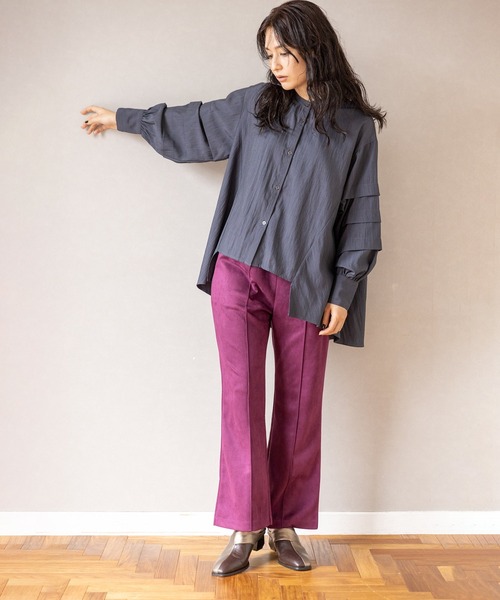 OSMOSIS（オズモーシス）の「タックスリーブブラウス（シャツ/ブラウス・レディース・ライトベージュ/チャコール/ピンク・ONE SIZE）」の6枚目の写真