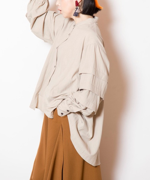 OSMOSIS（オズモーシス）の「タックスリーブブラウス（シャツ/ブラウス・レディース・ライトベージュ/チャコール/ピンク・ONE SIZE）」の22枚目の写真