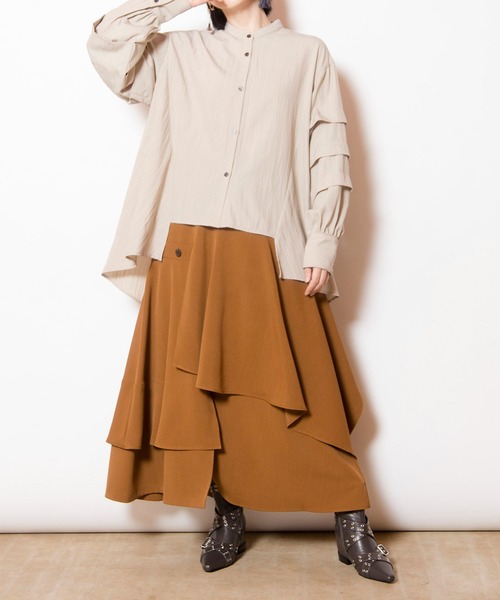 OSMOSIS（オズモーシス）の「タックスリーブブラウス（シャツ/ブラウス・レディース・ライトベージュ/チャコール/ピンク・ONE SIZE）」の21枚目の写真