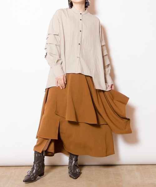 OSMOSIS（オズモーシス）の「タックスリーブブラウス（シャツ/ブラウス・レディース・ライトベージュ/チャコール/ピンク・ONE SIZE）」の19枚目の写真