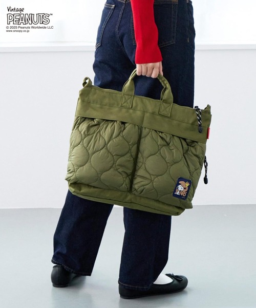 ROOTOTE（ルートート）の「【PEANUTSコミック誕生75周年記念商品】ルートート / IP.A4アーキャトルワイド.パフ..Peanuts-0R（ショルダーバッグ・レディース・ブラック/カーキ・FREE）」の2枚目の写真