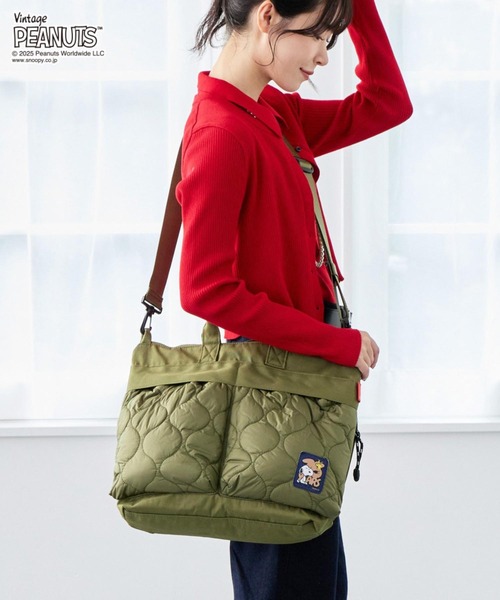ROOTOTE（ルートート）の「【PEANUTSコミック誕生75周年記念商品】ルートート / IP.A4アーキャトルワイド.パフ..Peanuts-0R（ショルダーバッグ・レディース・ブラック/カーキ・FREE）」の12枚目の写真