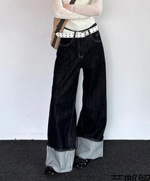 SPIGA | ﾛｰﾙｱｯﾌﾟﾜｲﾄﾞｽﾄﾚｰﾄﾃﾞﾆﾑﾊﾟﾝﾂ(デニムパンツ)