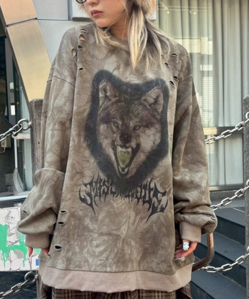 WOLFY DAMAGE TIE DYE スウェット WOLFY DAMAGE TIE DYE スウェット