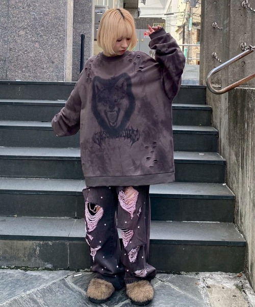 WOLFY DAMAGE TIE DYE スウェット WOLFY DAMAGE TIE DYE スウェット