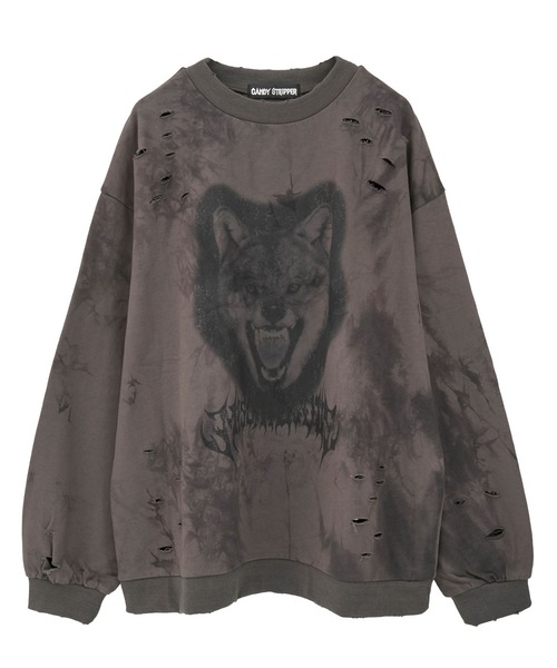 WOLFY DAMAGE TIE DYE スウェット