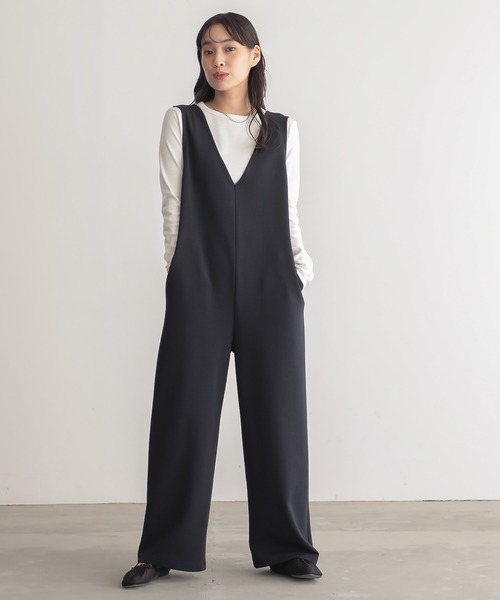 低身長/高身長向けサイズ有]ダンボールVネックオールインワン