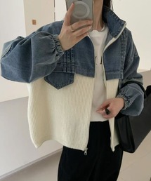 デニム×ニットジャケット