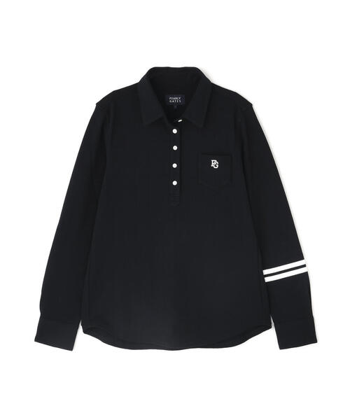 PEARLY GATES】タックジャガードストライプ長袖カットソー