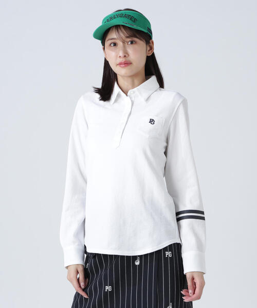 PEARLY GATES】タックジャガードストライプ長袖カットソー