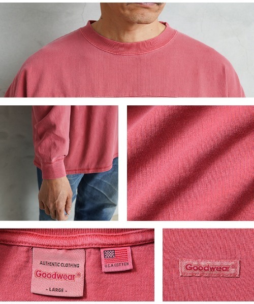WAIPER.inc(ワイパーインク)の「Goodwear グッドウェア 2W7-65205 USAコットン ガーメントダイ L/S FOOTBALL Tシャツ SUPER BIG(Tシャツ/カットソー・メンズ・イエロー/グリーン系その他/ブルー系その他/チャコールグレー/ピンク系その他・S/M/L/XL)」の9枚目の写真