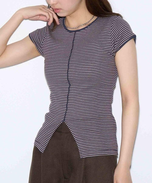 MILLER（ミラー）の「【Robert P. Miller】パネルリブ スリットTシャツ S/S RM261-2263（Tシャツ/カットソー・レディース・ブルー/アイボリー/ブラック/イエロー/ネイビー/レッド/ライトグレー/ブラウン/グリーン/その他5/その他3/その他2/レッド系その他2/その他4/その他6/マルチ・FREE）」の16枚目の写真