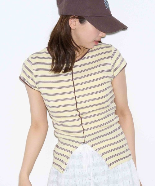 MILLER（ミラー）の「【Robert P. Miller】パネルリブ スリットTシャツ S/S RM261-2263（Tシャツ/カットソー・レディース・ブルー/アイボリー/ブラック/イエロー/ネイビー/レッド/ライトグレー/ブラウン/グリーン/その他5/その他3/その他2/レッド系その他2/その他4/その他6/マルチ・FREE）」の8枚目の写真