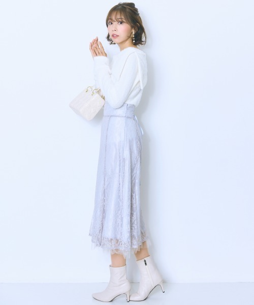 marun（マルン）の「＜大きいサイズ＞シャギー調オフショルダーニットソー marun（ニット/セーター・レディース・ブラック/パープル/オフホワイト・5L/4L/3L/LL/L）」の22枚目の写真