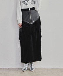 LHELBIE | ベロア×合皮ワークスカート(スカート)
