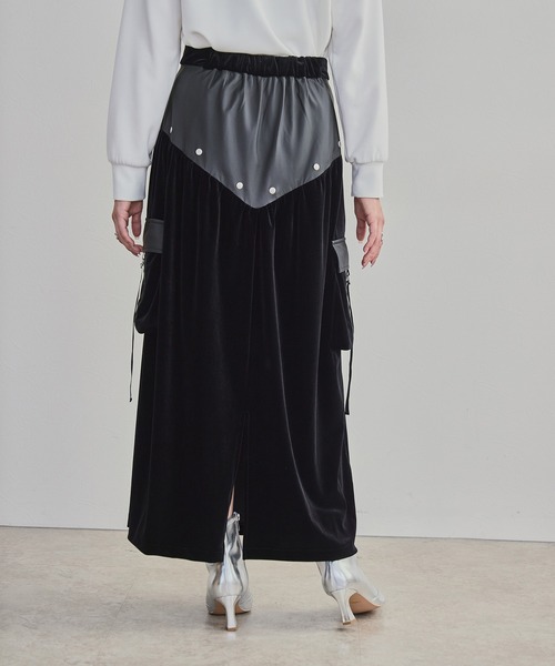 LHELBIE（レルビエ）の「ベロア×合皮ワークスカート（スカート・レディース・ブラウン/ブラック・M）」の11枚目の写真