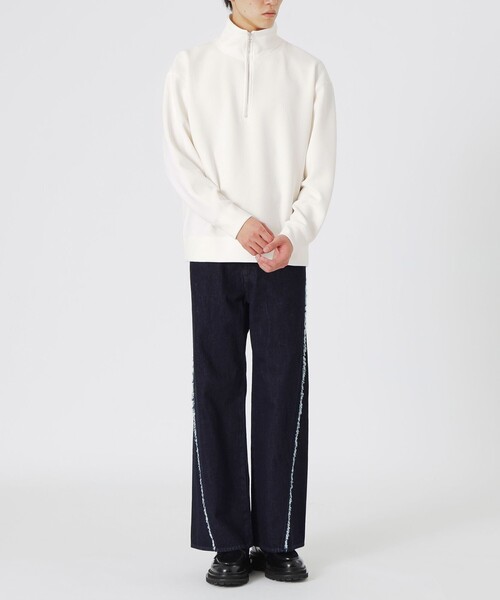 LOVELESS(ラブレス)の「ハーフジップトップス(Tシャツ/カットソー・メンズ・オフホワイト/ブラック・M/L)」の6枚目の写真