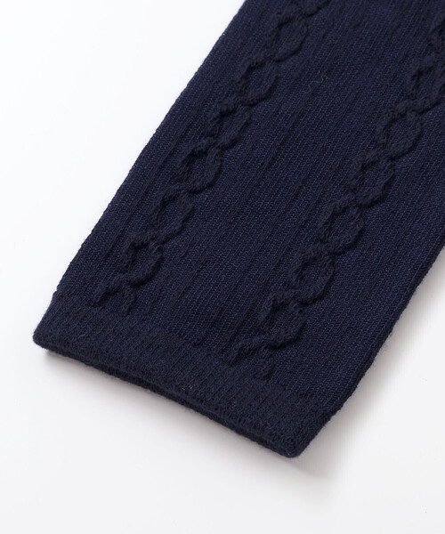 BeBe(ベベ)の「ケーブル編みレギンス+フリルクルーソックスセット(80~140cm)(レギンス/スパッツ・キッズ・ボルドー/ネイビー・L/M/S/XS)」の9枚目の写真