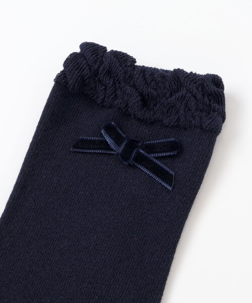 BeBe(ベベ)の「ケーブル編みレギンス+フリルクルーソックスセット(80~140cm)(レギンス/スパッツ・キッズ・ボルドー/ネイビー・L/M/S/XS)」の5枚目の写真