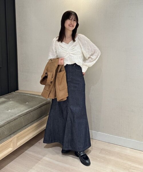 Omekashi(オメカシ)の「デニムマーメイドスカート(スカート・レディース・ネイビー/オフホワイト・36/38)」の9枚目の写真