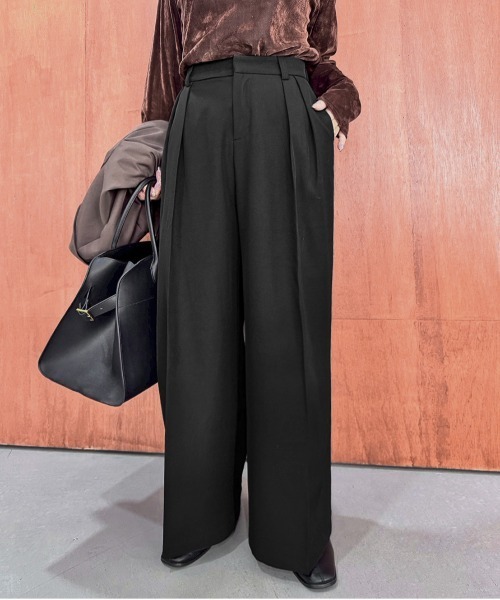 セール】【_____sui._____select】ダブルインタック 美脚スラックス