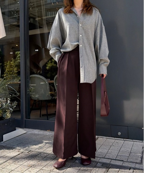 CURA CLOSET(キュラ クローゼット)の「【_____sui._____select】ダブルインタック 美脚スラックス(スラックス・レディース・ブラック/アイボリー系/グレー/バーガンディー/ブラウン・M/L)」の10枚目の写真
