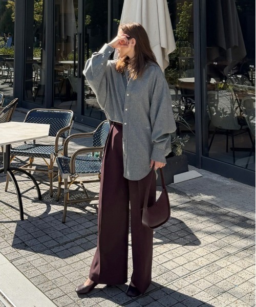 CURA CLOSET(キュラ クローゼット)の「【_____sui._____select】ダブルインタック 美脚スラックス(スラックス・レディース・ブラック/アイボリー系/グレー/バーガンディー/ブラウン・M/L)」の9枚目の写真