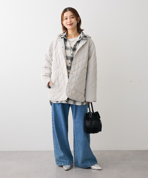 Green　Parks（グリーンパークス）の「2WAYニットフードキルティングブルゾン（ブルゾン・レディース・チャコールグレー/カーキ/ライトグレー・FREE）」の10枚目の写真