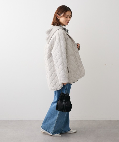 Green　Parks（グリーンパークス）の「2WAYニットフードキルティングブルゾン（ブルゾン・レディース・チャコールグレー/カーキ/ライトグレー・FREE）」の11枚目の写真