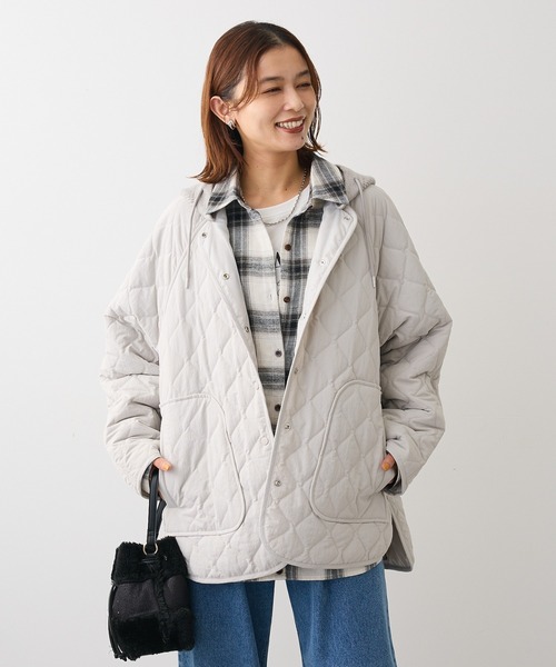 Green　Parks（グリーンパークス）の「2WAYニットフードキルティングブルゾン（ブルゾン・レディース・チャコールグレー/カーキ/ライトグレー・FREE）」の13枚目の写真