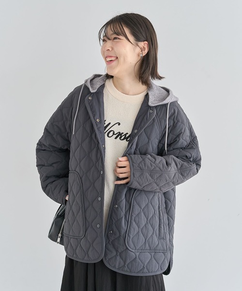 2WAYニットフードキルティングブルゾン（ブルゾン）｜Green Parks