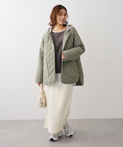 Green　Parks（グリーンパークス）の「2WAYニットフードキルティングブルゾン（ブルゾン・レディース・チャコールグレー/カーキ/ライトグレー・FREE）」の16枚目の写真
