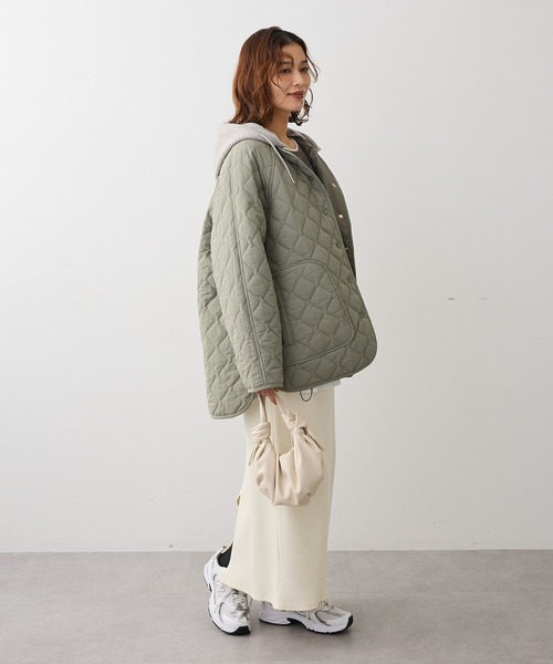 Green　Parks（グリーンパークス）の「2WAYニットフードキルティングブルゾン（ブルゾン・レディース・チャコールグレー/カーキ/ライトグレー・FREE）」の17枚目の写真