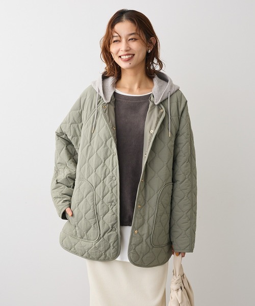 Green　Parks（グリーンパークス）の「2WAYニットフードキルティングブルゾン（ブルゾン・レディース・チャコールグレー/カーキ/ライトグレー・FREE）」の19枚目の写真