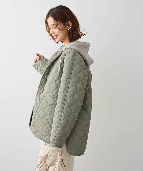 Green　Parks（グリーンパークス）の「2WAYニットフードキルティングブルゾン（ブルゾン・レディース・チャコールグレー/カーキ/ライトグレー・FREE）」の20枚目の写真