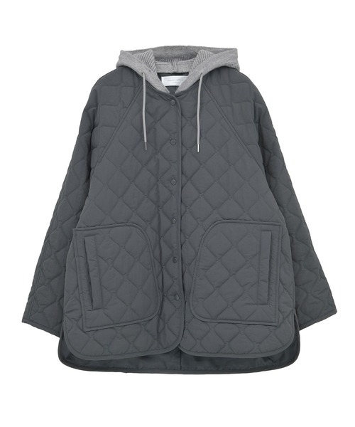 Green　Parks（グリーンパークス）の「2WAYニットフードキルティングブルゾン（ブルゾン・レディース・チャコールグレー/カーキ/ライトグレー・FREE）」の8枚目の写真