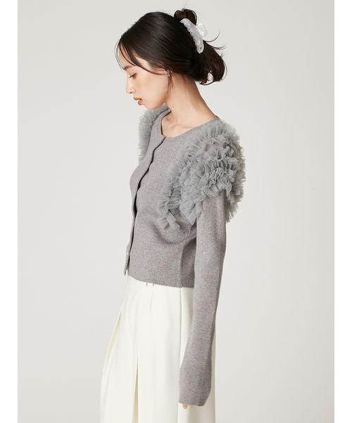 FRAY I.D（フレイアイディー）の「ショルダーチュールフリルニットカーディガン（カーディガン/ボレロ）」 - WEAR