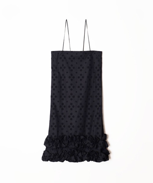 HOLIDAY（ホリデイ）の「LACE RUFFLE STRAP DRESS レースラッフルストラップドレス（ワンピース・レディース・ホワイト/ブラック・ONE SIZE）」の2枚目の写真