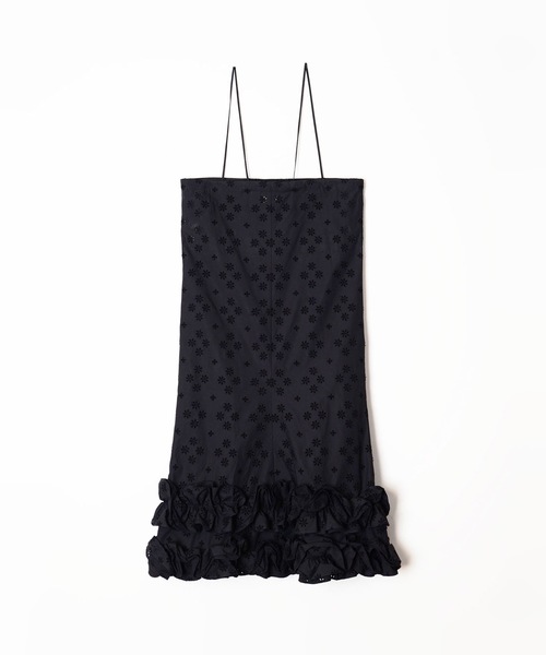 HOLIDAY（ホリデイ）の「LACE RUFFLE STRAP DRESS レースラッフルストラップドレス（ワンピース・レディース・ホワイト/ブラック・ONE SIZE）」の3枚目の写真