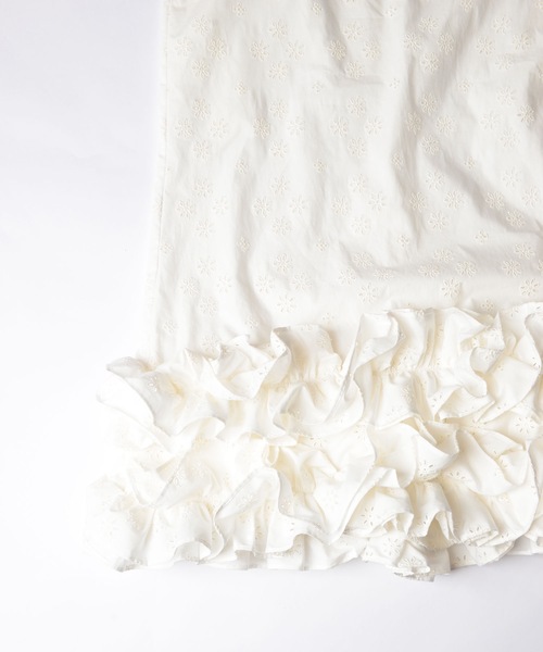 HOLIDAY（ホリデイ）の「LACE RUFFLE STRAP DRESS レースラッフルストラップドレス（ワンピース・レディース・ホワイト/ブラック・ONE SIZE）」の9枚目の写真