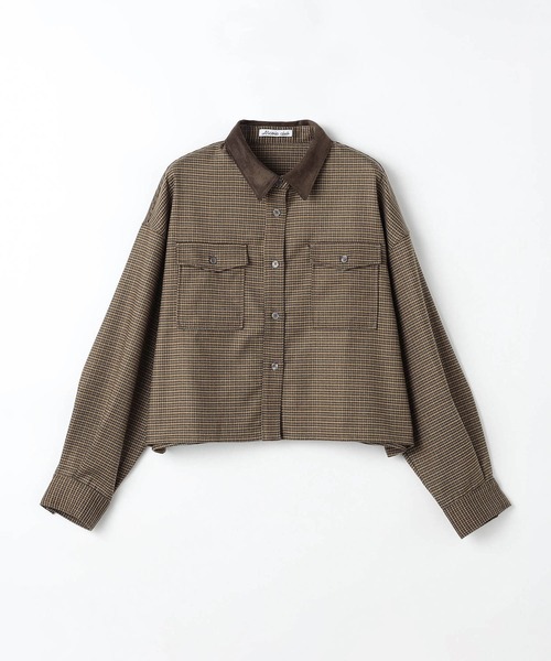 NICOLE CLUB（ニコル　クラブ）の「クロップドチェックシャツ（シャツ/ブラウス・レディース・チャコール/グレー/ベージュ・MEDIUM）」の12枚目の写真