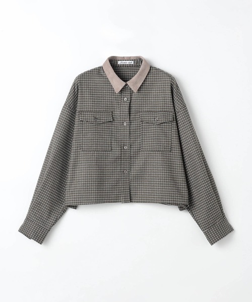 NICOLE CLUB（ニコル　クラブ）の「クロップドチェックシャツ（シャツ/ブラウス・レディース・チャコール/グレー/ベージュ・MEDIUM）」の13枚目の写真