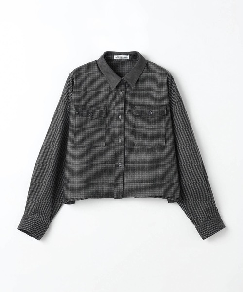 NICOLE CLUB（ニコル　クラブ）の「クロップドチェックシャツ（シャツ/ブラウス・レディース・チャコール/グレー/ベージュ・MEDIUM）」の14枚目の写真
