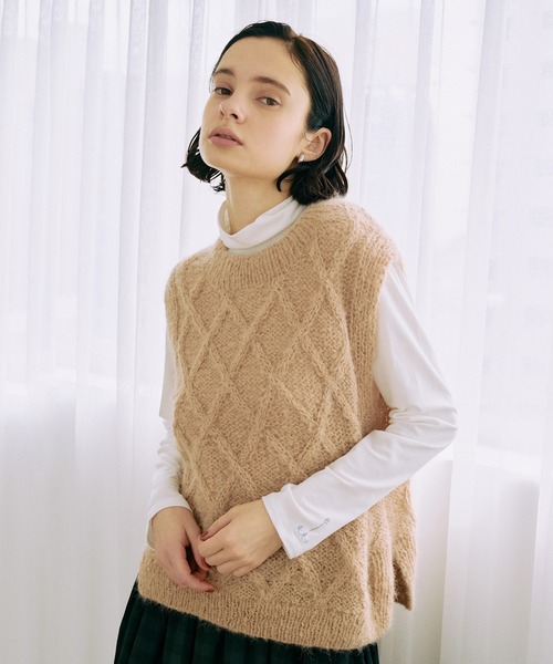 LA MARINE FRANCAISE（マリン フランセーズ）の「【PERU KNIT】SURIアルパカ柄編みベスト（ニット/セーター・レディース・ベージュ/グレー・FREE）」の2枚目の写真