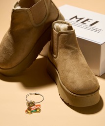 MEI（メイ）の「【 MEI / メイ 】レディースフェイクスウェード厚底サイドゴアブーツ★アクリルチャーム付き★（ブーツ・レディース）」