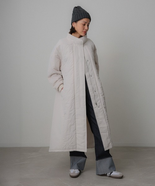 セール】キルティング切替 ロングコート（ダウンジャケット/コート